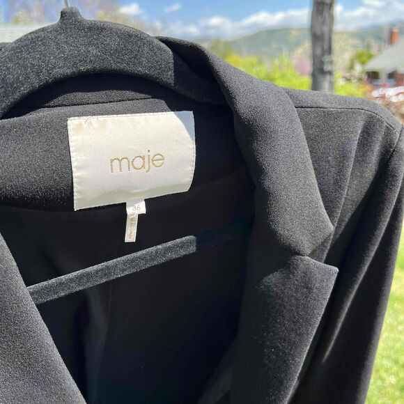 Maje Single-Button Notched Lapel Flap Pockets Blazer Womens Black Size 36 Small - Picture 7 of 7